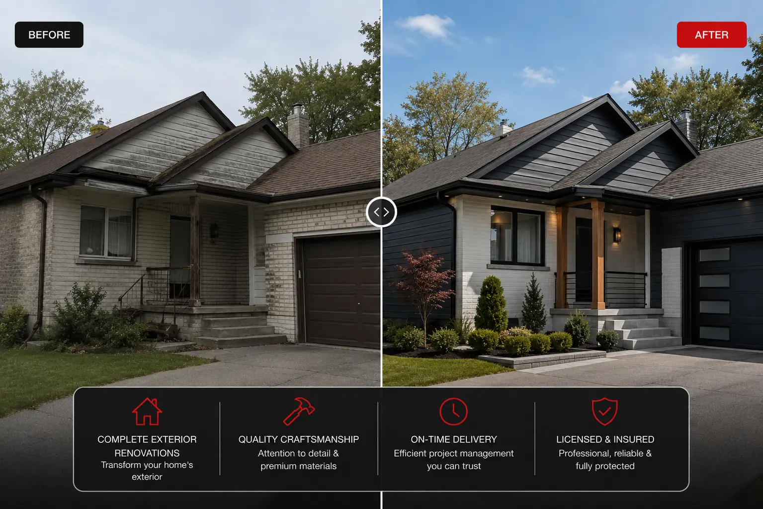before after Exterior Renovations posha