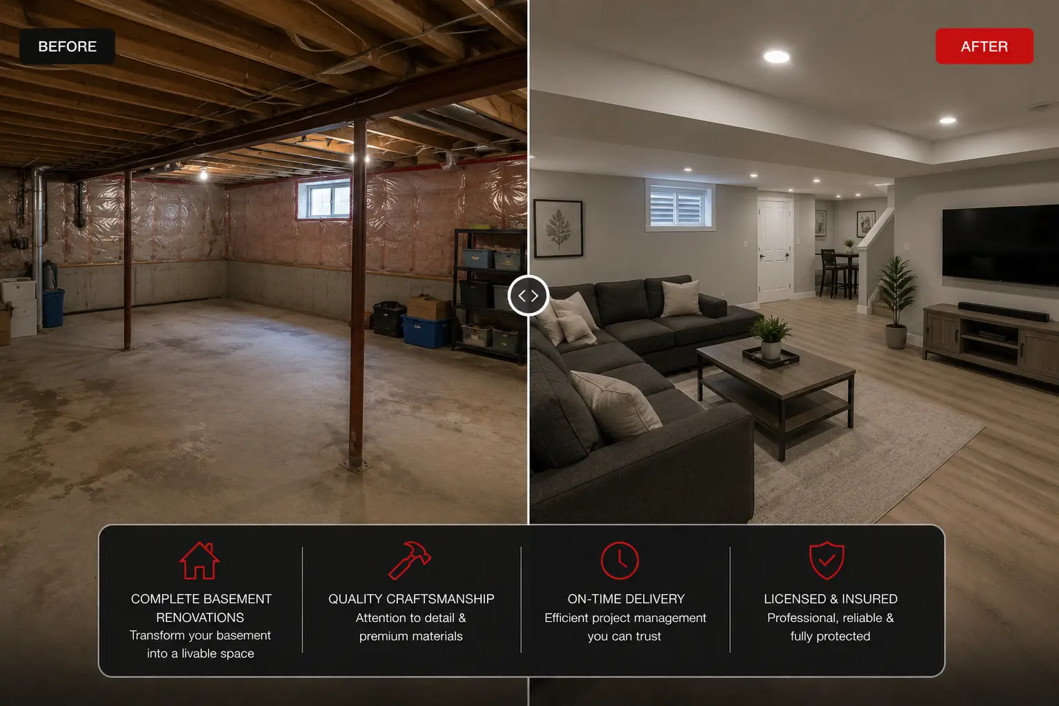 before after basement renovation posha