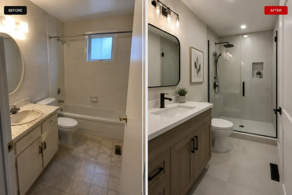 before after bathroom renovation posha